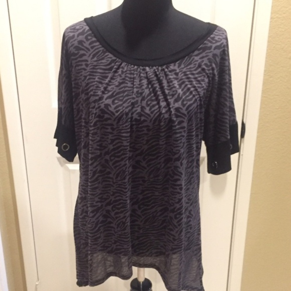 California Bloom sheer black top